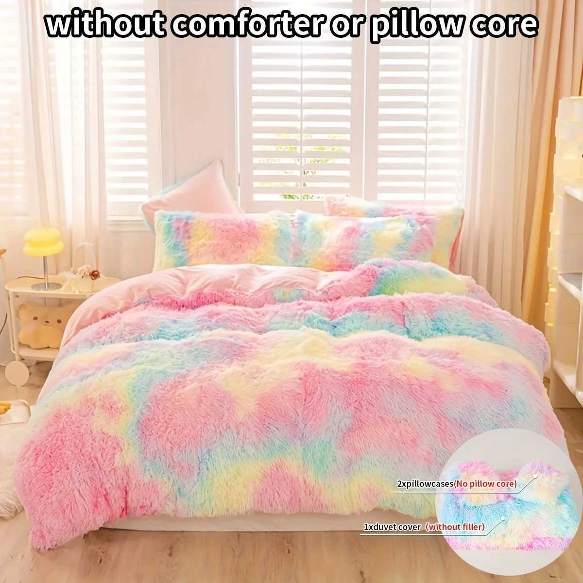 3pcs Y2K Tie Dye Plush Duvet Cover Set 1 Duvet Cover 2 case Soft Warm Bedding SetM251118