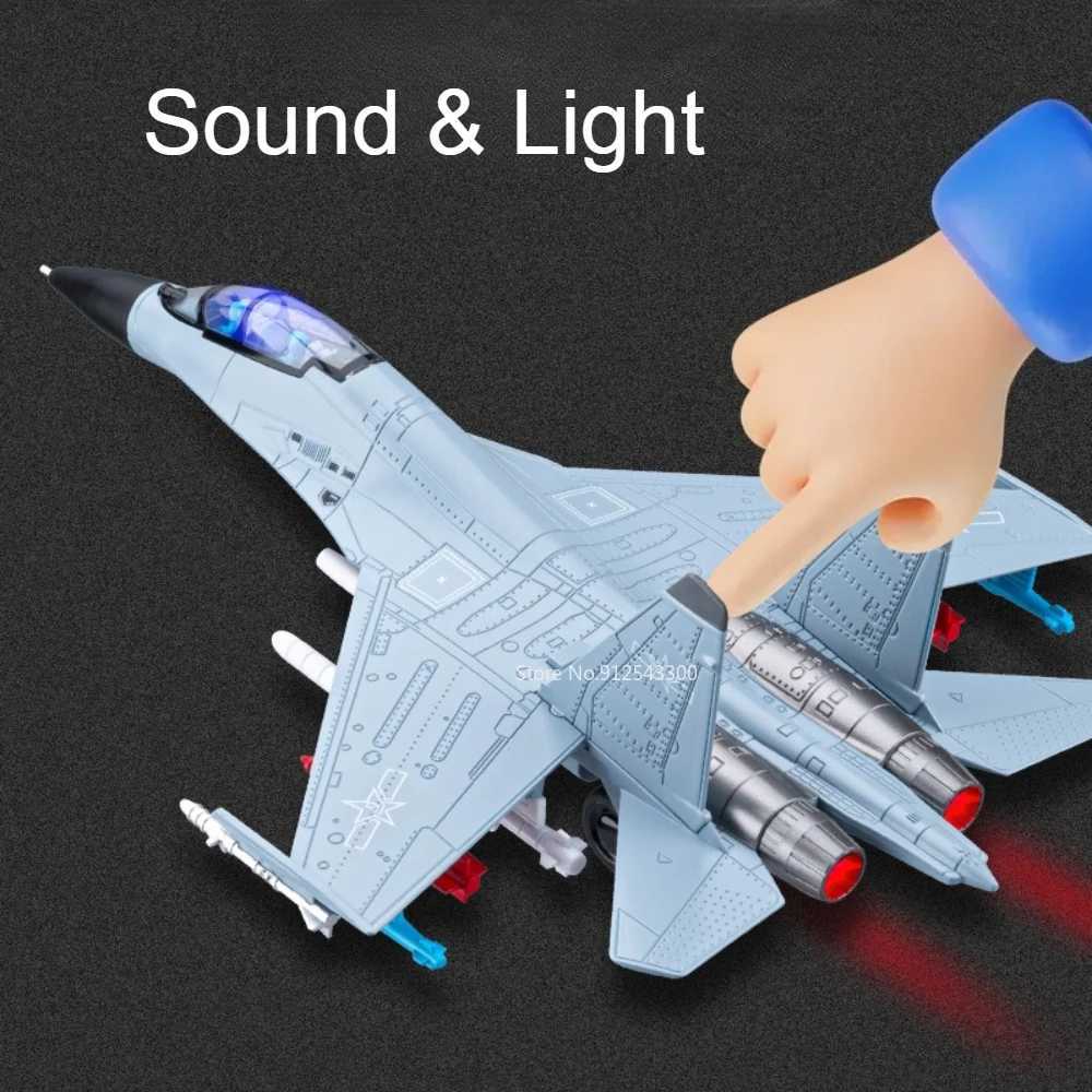 181 J-16 Fighter Model Toy Alloy Diecast Music Light Pull Back Launchable Missile Military Airplane Models for Boys Gifts C251118