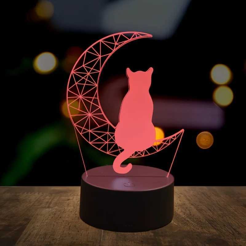 1PC Mooncat 3D night light USB table lamp bedroom living room atmosphere light festival birthday gift night light M251118
