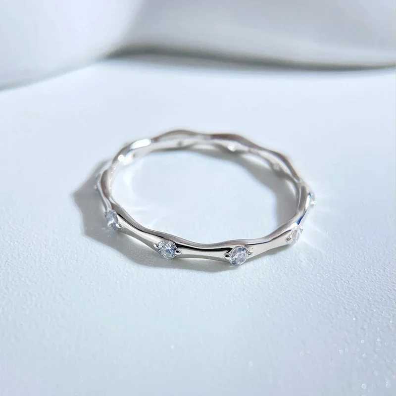 925 Sterling Silver Zircon Simple Personalized Bamboo Ring For Women Anniversary Party Fashion High Quality Fine Jewelry H260413