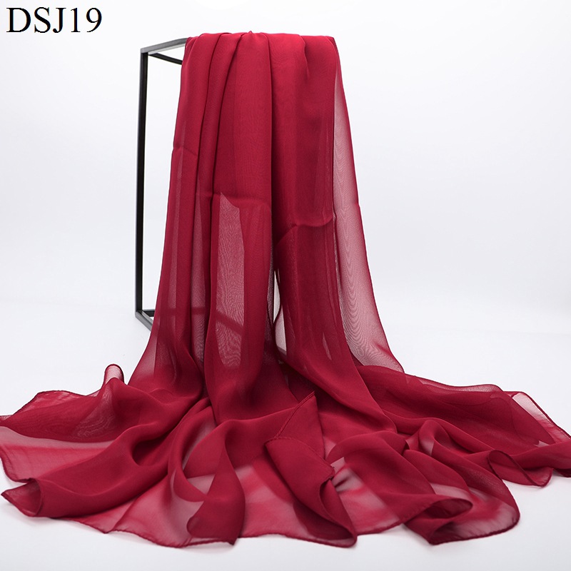 K835 Hot sale pure color georgette silk single color large sun protection shawl figure show training dance scarf
