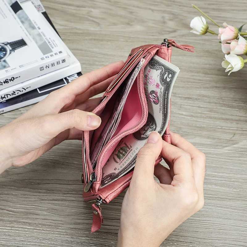 CONTACTS Genuine Leather Short Wallets for Women Luxury Designer Card Holder Coin Purse Money Clip Mini Wallet Female Bag MenT251118