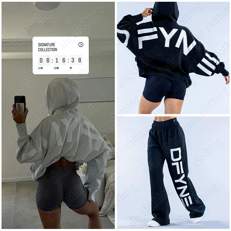 dyfn Women's Yoga Set dyfnes Hoodie with Drawstring Loose-Fit Casual Pants Sports Casual Activewear Pants Gym Clothing Women's Fitness Activewear Set