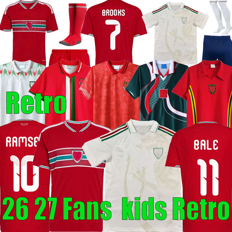 2026 2027 Wales soccer jerseys LEVITT JAMES BALE Home Away Goalkeeper 26 27 Welsh football shirts JOHNSON N.WILLIAMS RODON T.ROBERTS CABANGO MOORE THOMAS Retro jersey