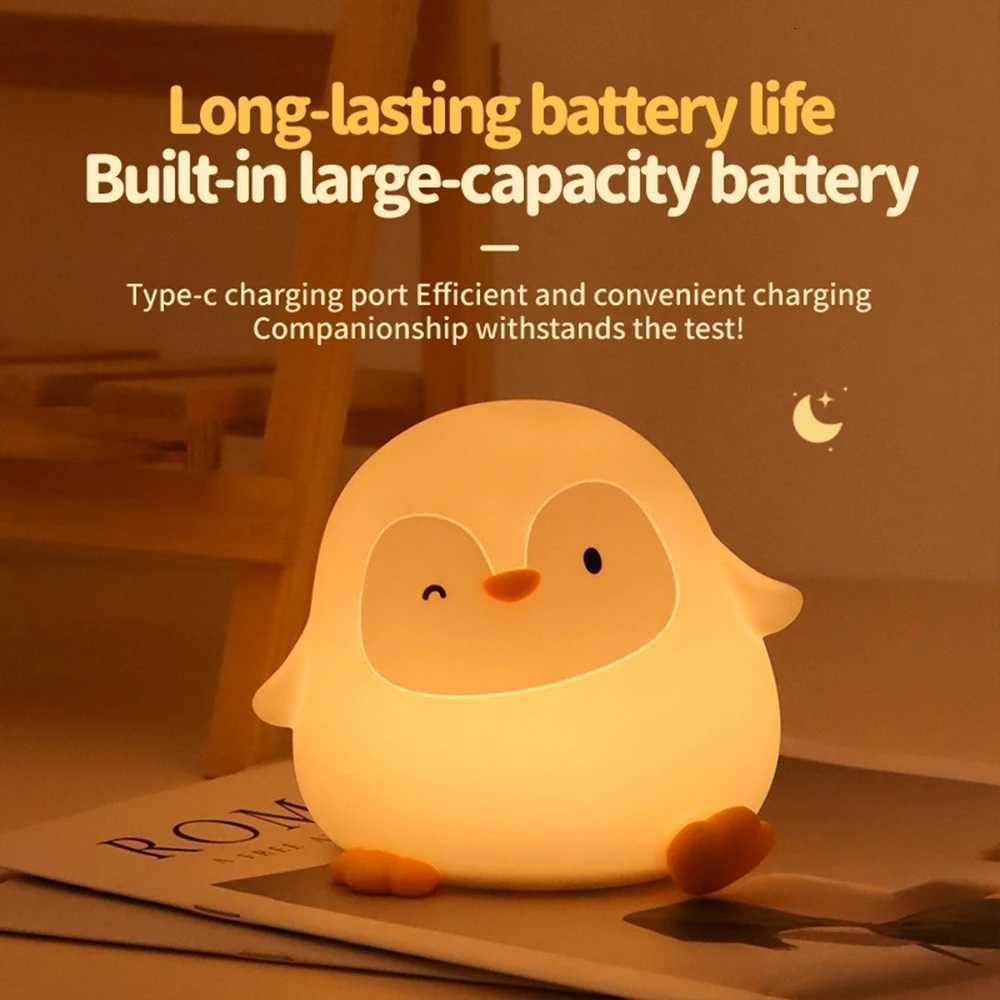 Cute Silicone Penguin Night Light Dimmable Novelty Kids Night Light With Touch Sensor USB Rechargeable Suitable For Kids Gifts M251118