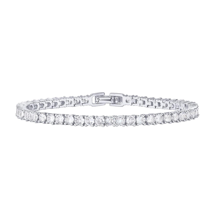 18K gold-plated 3mm cubic zirconia classic tennis bracelet | Women's gold bracelet | Size 6.5-7.5 inches Mom girlfriend holiday gift