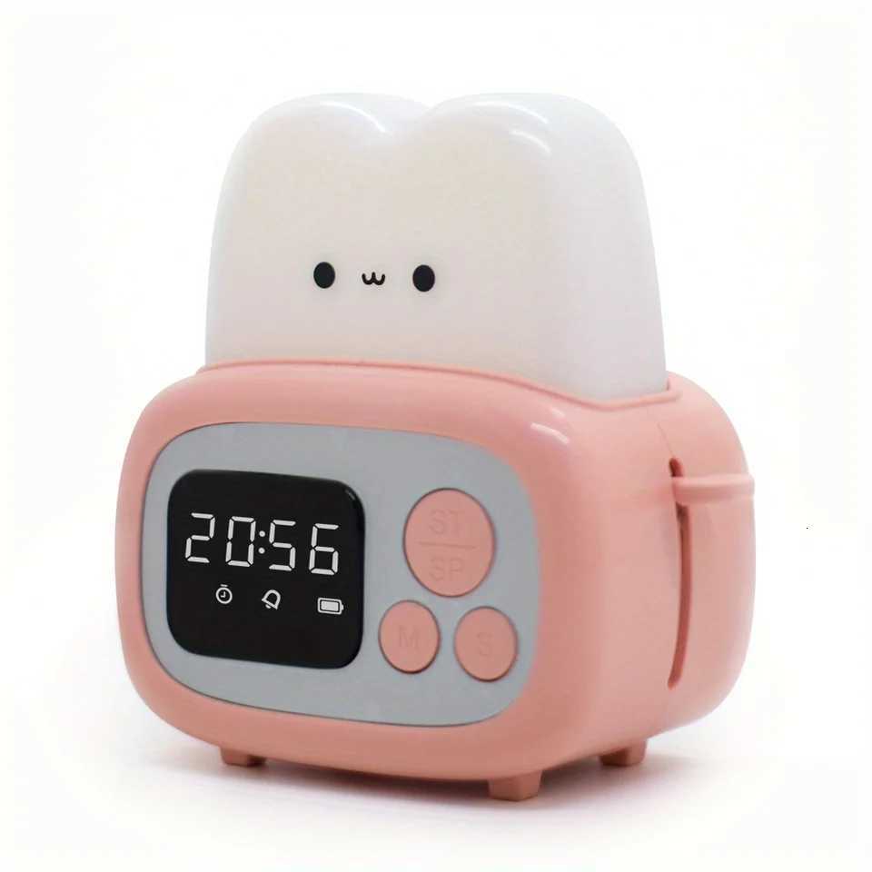 1pc Time toaster night light High appearance level Bedside light cute sleeping light cartoon mini alarm clock M251118