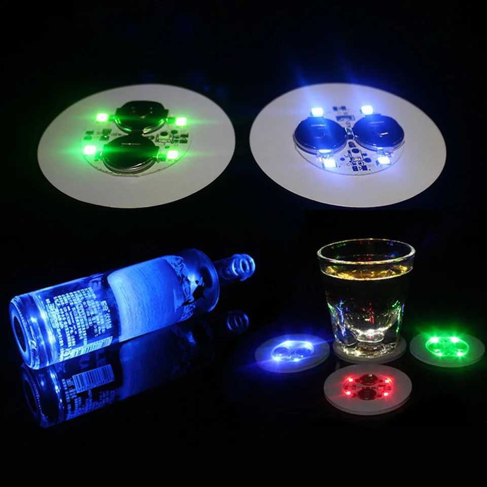 LED Bottles Coaster Lamps Luminous Cup Stickers Lights Battery Powered Christmas Bar KTV Wedding Party Cocktail Drink Cups Vase M251118