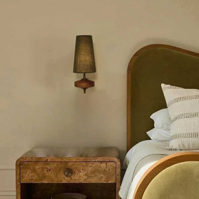 Fabric LED Wall light Vintage Wall Lamp Retro Luxury Bedside Lighting Bedroom Living Room Minimalist Decorative Lamp M251118