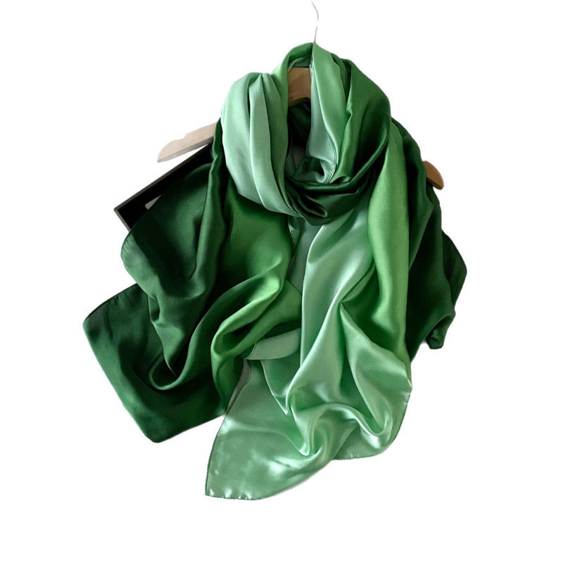K462 Summer gradient silk scarf high-end satin scarf monochrome headscarf temperament long women's shawl solid color cross-border