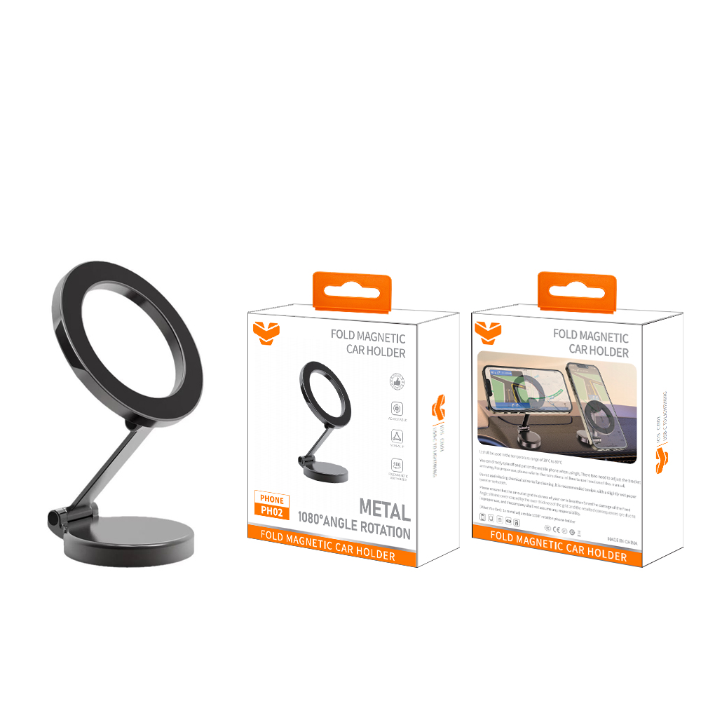 Alloy Folding Magnetic Car Phone Holder 360 Degrees Adjustable Car Navigation Mount Portable for Phone Ph02 for Desk Use