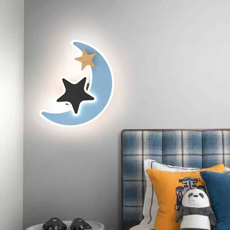 Cartoon LED Rocket Wall Lamp Modern Moon Star Wall Light Indoor Baby Childrens Room Bedside Decoration Light Kids Gift M251118