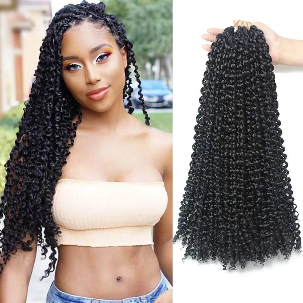 18Inch 2024 Kinky Curly Synthetic Senegalese Soft Fluffy Twists Ombre Brown Braiding Hair Extensions 22 Pieces Afro Curl Water Wave Twist For Black Wo