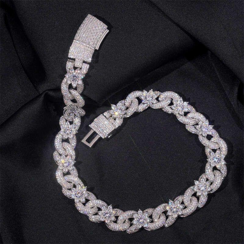 Sterling Silver Gold 925 Moissanite Cuban Chain Hip Hop Pass Diamond Tester Cuban Link Chains Pendant Mens Women Fashion High Quality Gift Moissanite 