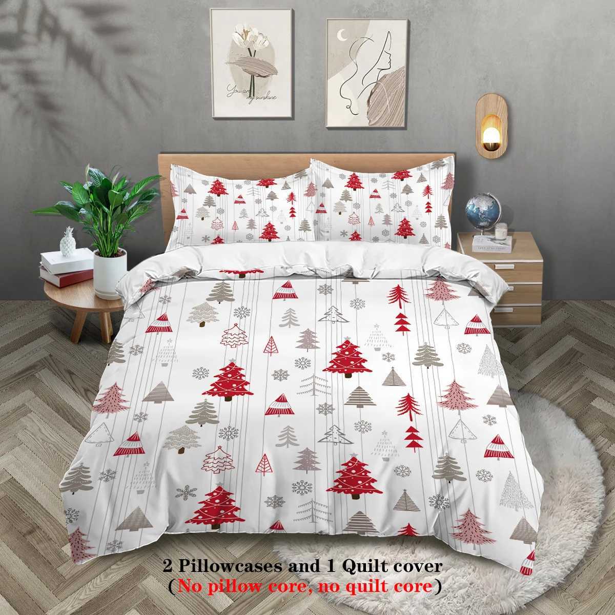 3-piece Christmas themed Christmas tree pattern print 1 duvet cover2 cases no core comfortable bedding setM251118