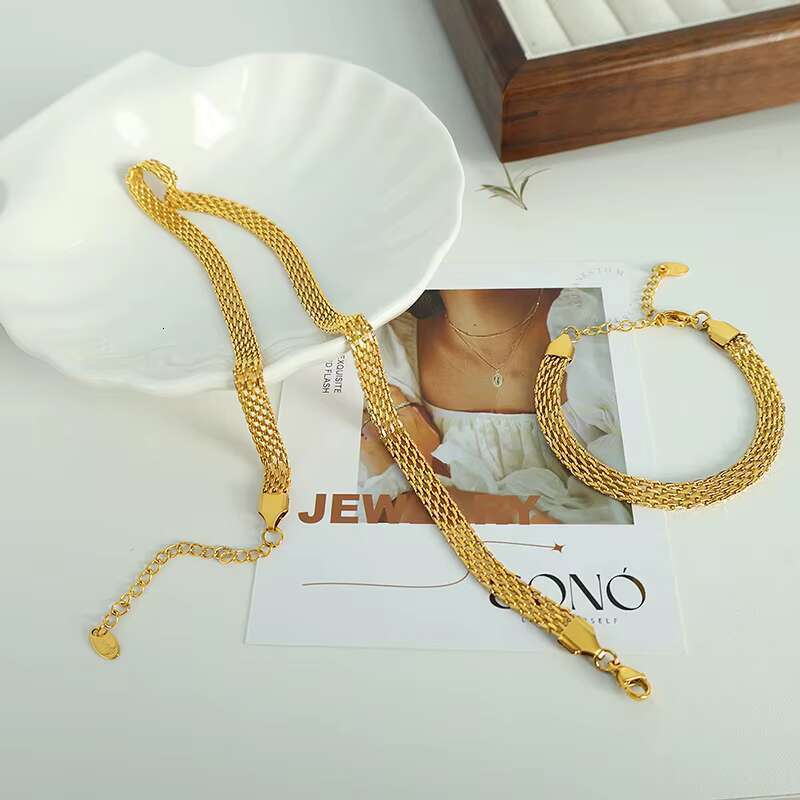 DHcollection OUDIANYA JEWELRY XL43-SL08 Hight Quality Collarbone Chain Openwork Bracelet Woven Wide Face Necklace Jewelry Set