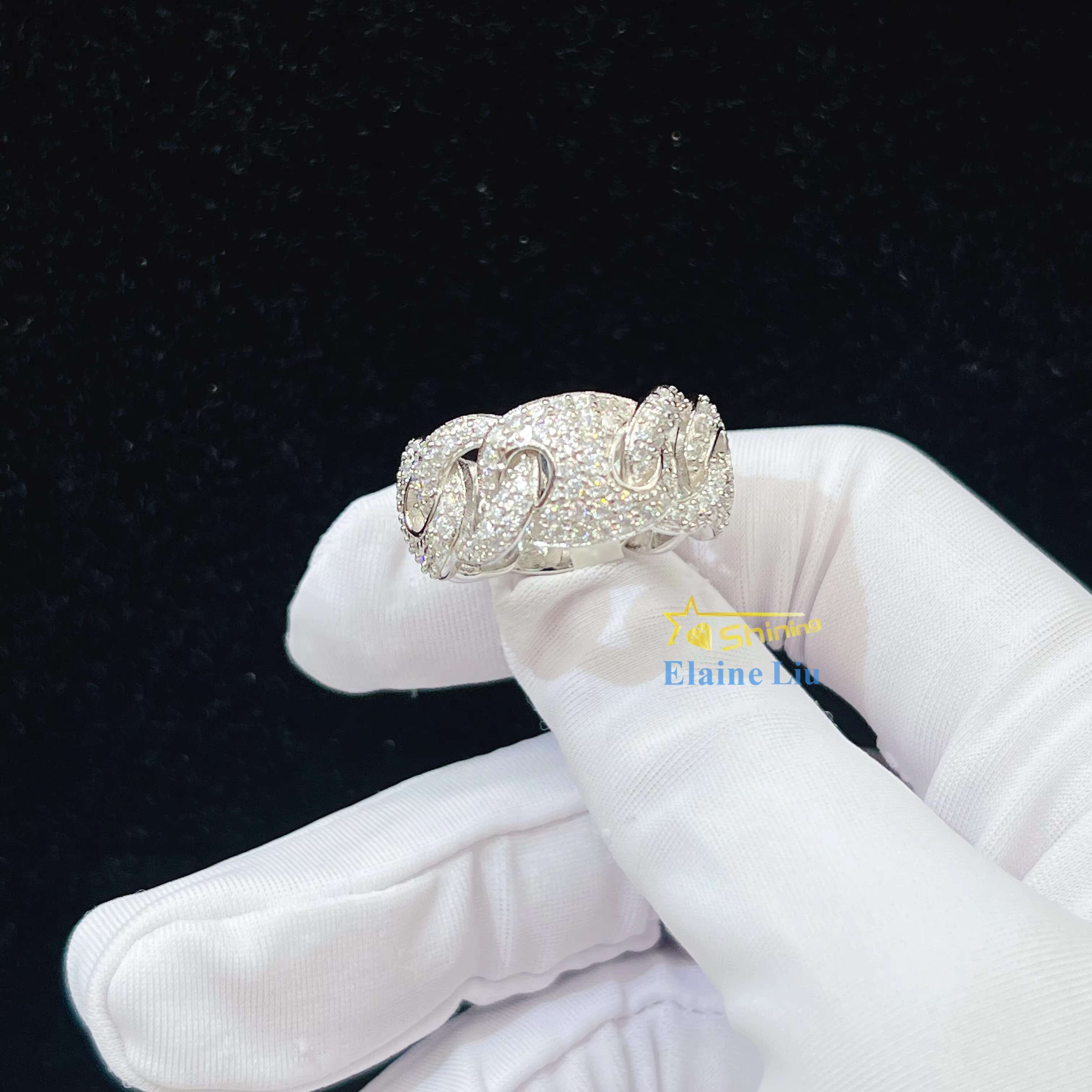 Fine Jewelry Gold Plated Sterling Sier Vvs Moissante Men Rings