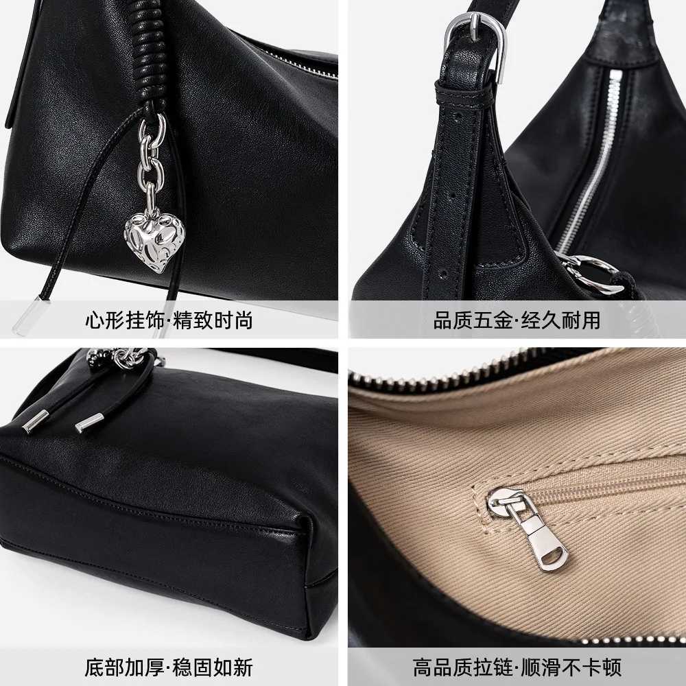 split leather womens underarm bag 2025 new niche design vintage simple crossbody bag cowhide fashion handbag shoulder bagW251118