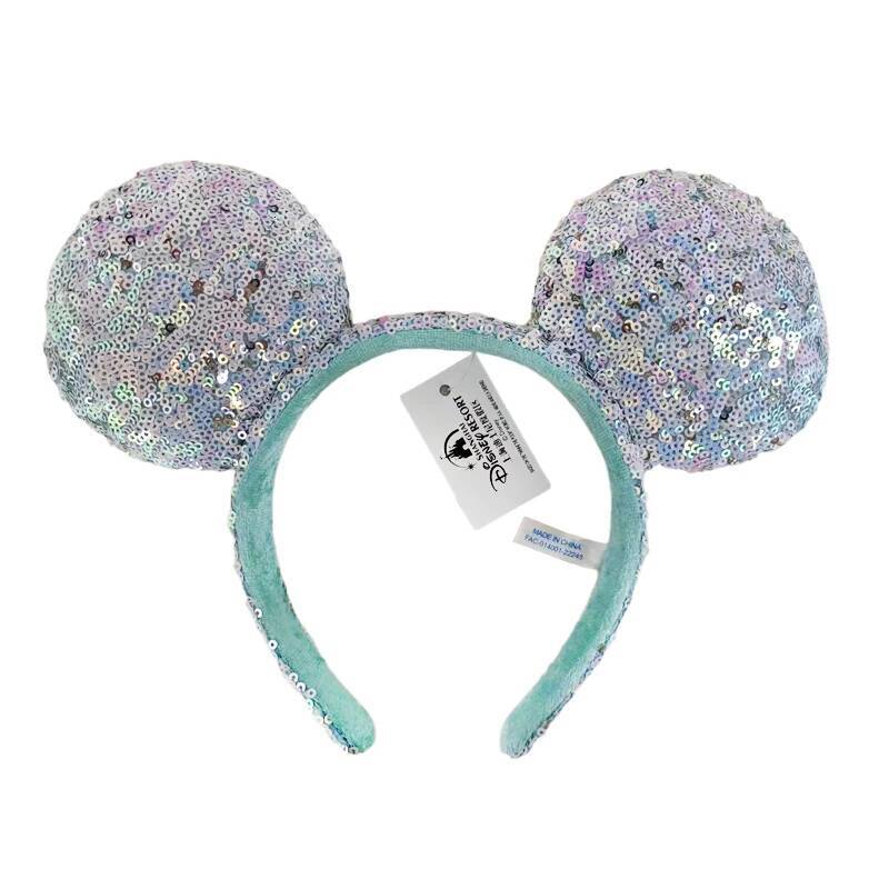 Custom Disney Mickey Mouse Ear Headband Amusement Park Hair Hoop Fish Scale Sequin Mesh Party Headwear Girl Toy Birthday