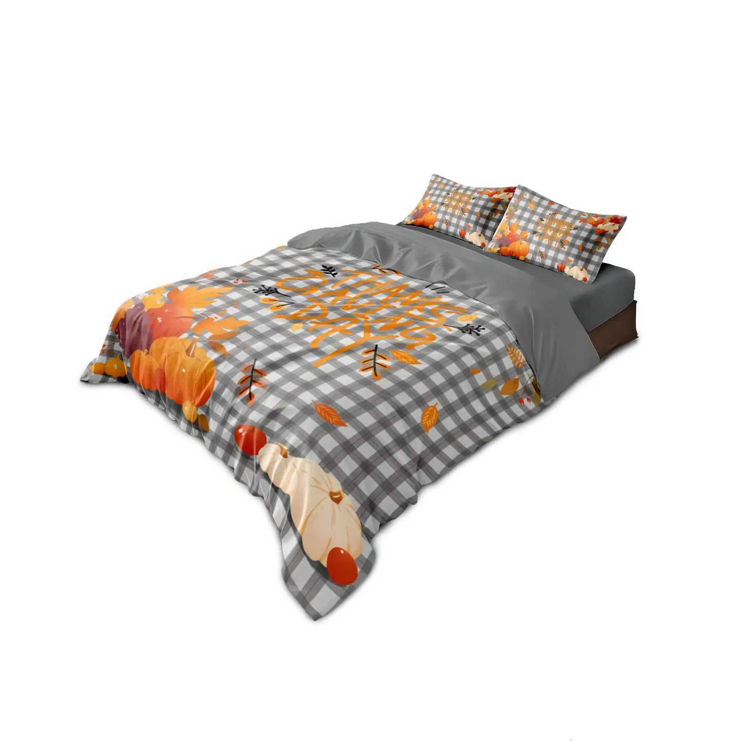 3pcs Thanksgiving Autumn Harvest Pumpkin Print Coreles Bedding Set Multi Size Bedrooms Dormitory Soft Machine WashableM251118