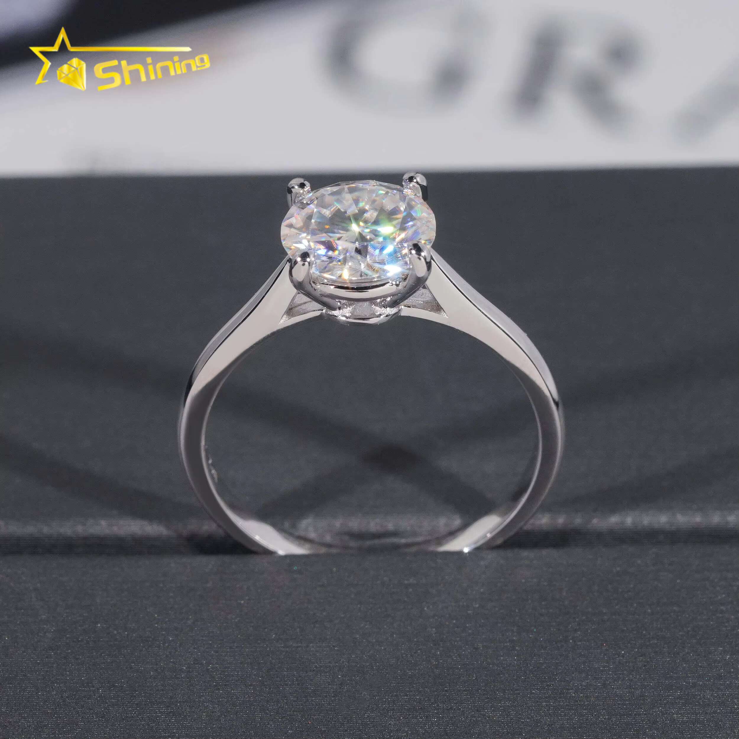 Classical Cathedral Setting Women Wedding Pass Dia Tester Moissanite Sterling Sier Gold Plated Engagement Ring