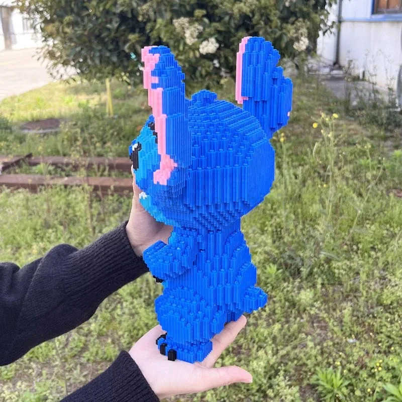 Disney 33cm Disney Lega oversized LiLo Stitch Toy Building Blocks Disney Cartoon Character Stitch building block Toys Birthday Gifts W20250418