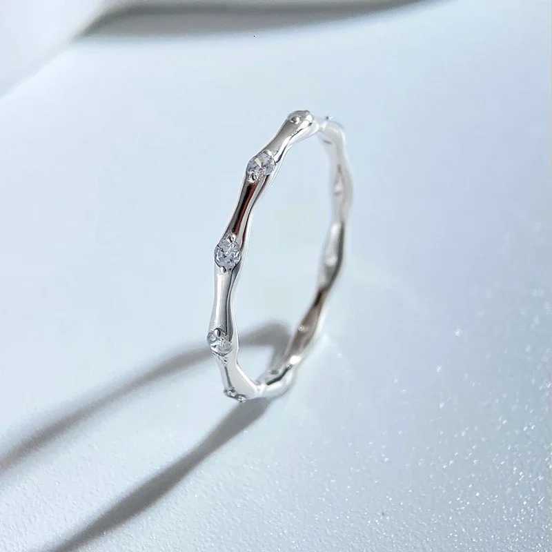 925 Sterling Silver Zircon Simple Personalized Bamboo Ring For Women Anniversary Party Fashion High Quality Fine Jewelry H260413