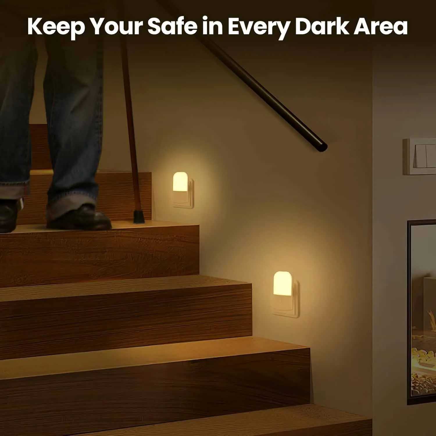 1/2pcs Plug-in LED Night Light Mini Warm White LED Nightlight Adjustable Brightness for Bedroom Bathroom Kitchen Hallway M251118