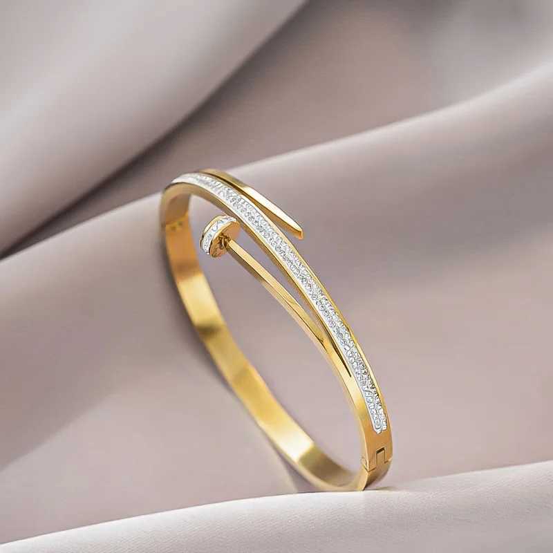 Stainless Steel Nails Inlaid With Zirconium Multi-layered Bracelet Women 18k Gold Plated Couple Holiday Gift Bracelet Jewelry W251118