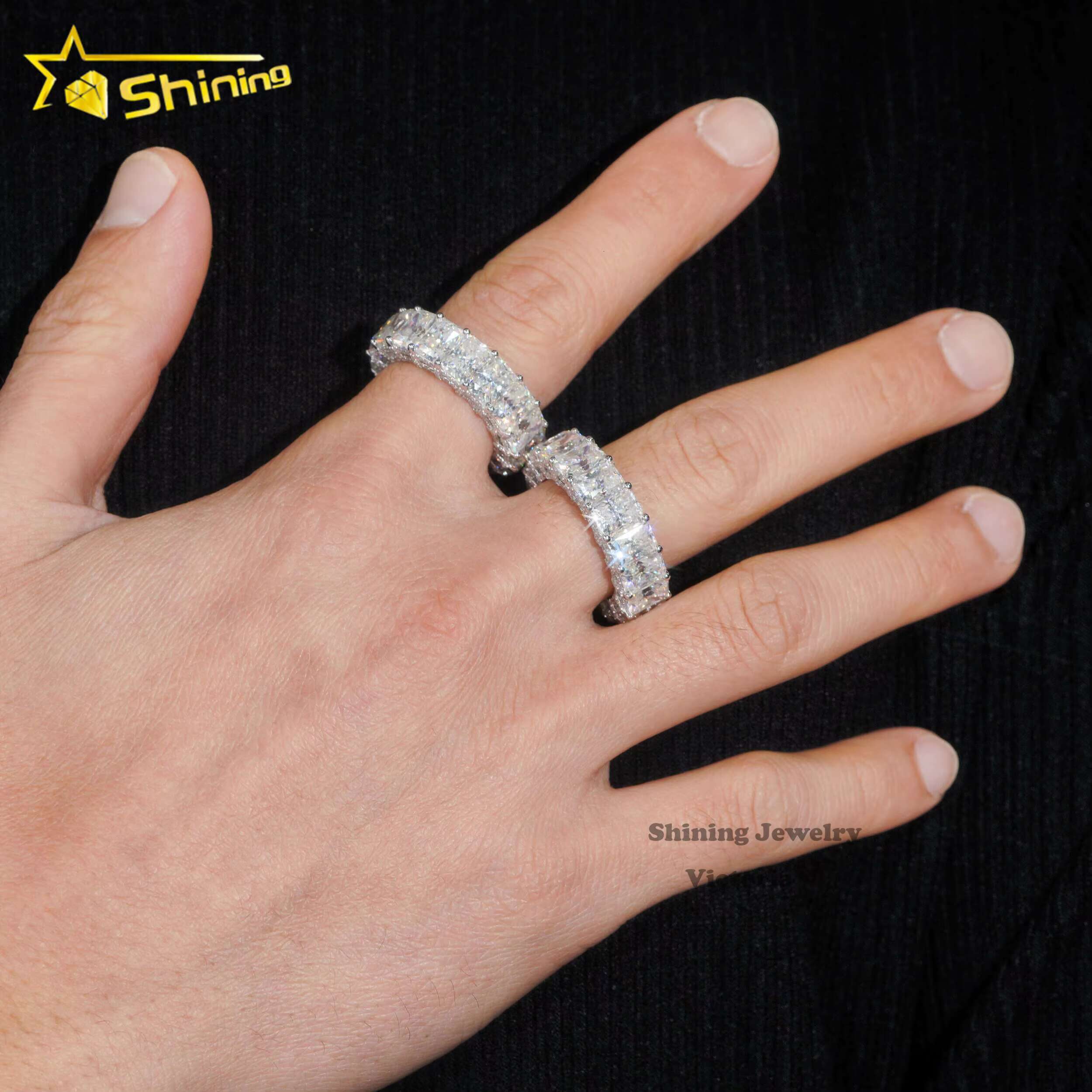 10K 14K Real Gold Wedding Full Lab Grown VVS Moissanite Dia Jewelry Engagement Eternity Band Ring