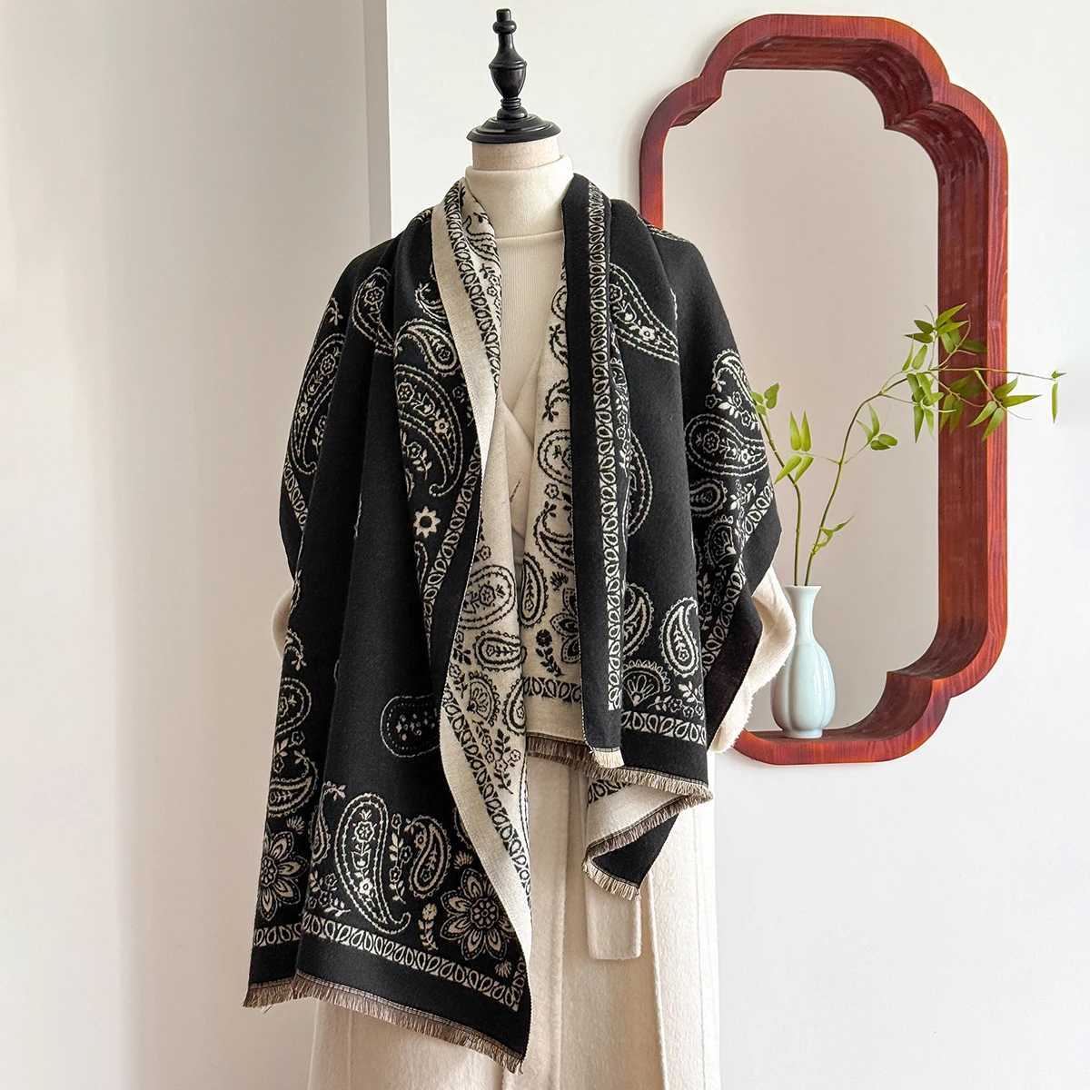 Luxury Winter Cashmere Scarf Women Design Warm Pashmina Blanket Poncho Scarves Female Paisley Print Shawl Thick Foulard BufandaXJ251118 - view 3