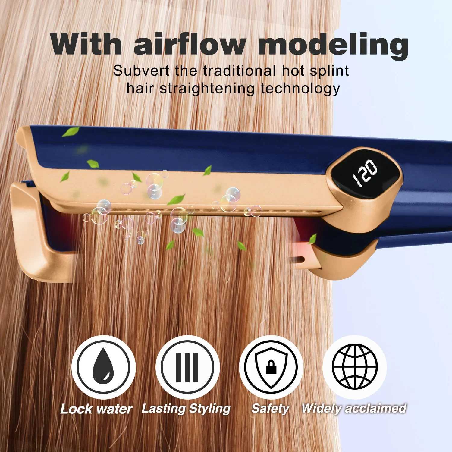 Multi style 2-in-1 LCD display screen hair dryer and drying straightener ion portable air styling straightener W250418