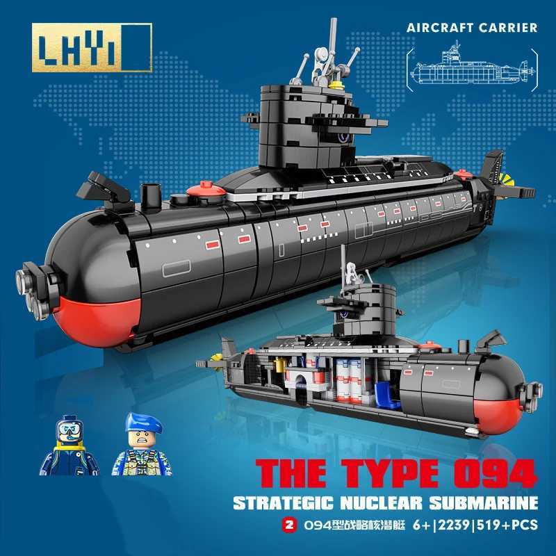 Military The Type 094 Strategic Nuclear Submarine Building Blocks Kit Classic Naval Vessels Ship War Boat Bricks Model Kids Toys C251118