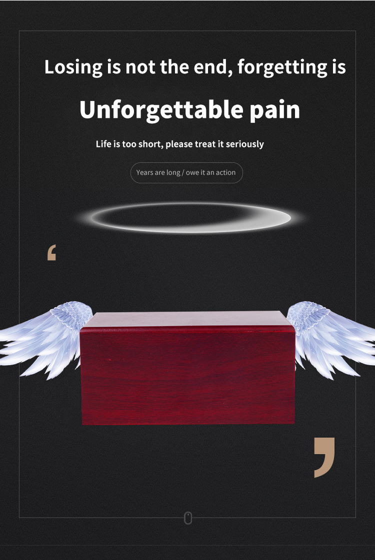 An eco-friendly red solid wooden pet caskets with a removable drawer feature. It is a pet coffin and urn made of sturdy solid wood material Suitable f