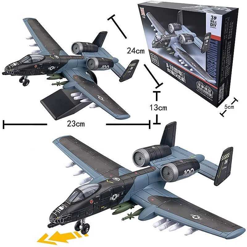 172 Creative Military Series Building Blocks New A-10 Thunderbolt II Support Attack Aircraft Model Toys For Kids Christmas Gift C251118
