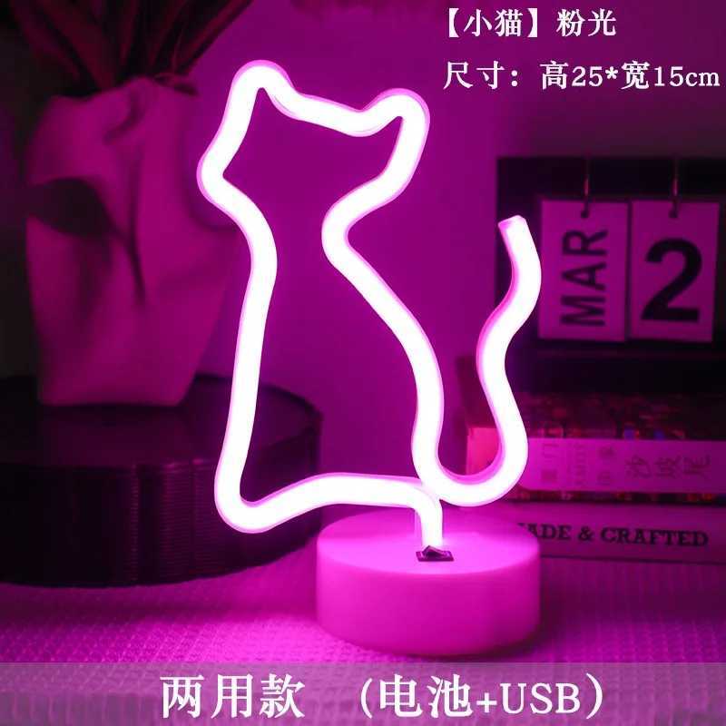 Cat Neon Light Sign LED Animal Figure Modeing Lamp Decoration Ornaments for Room Pet Shop Party Holiday USB and Battery Powered M251118