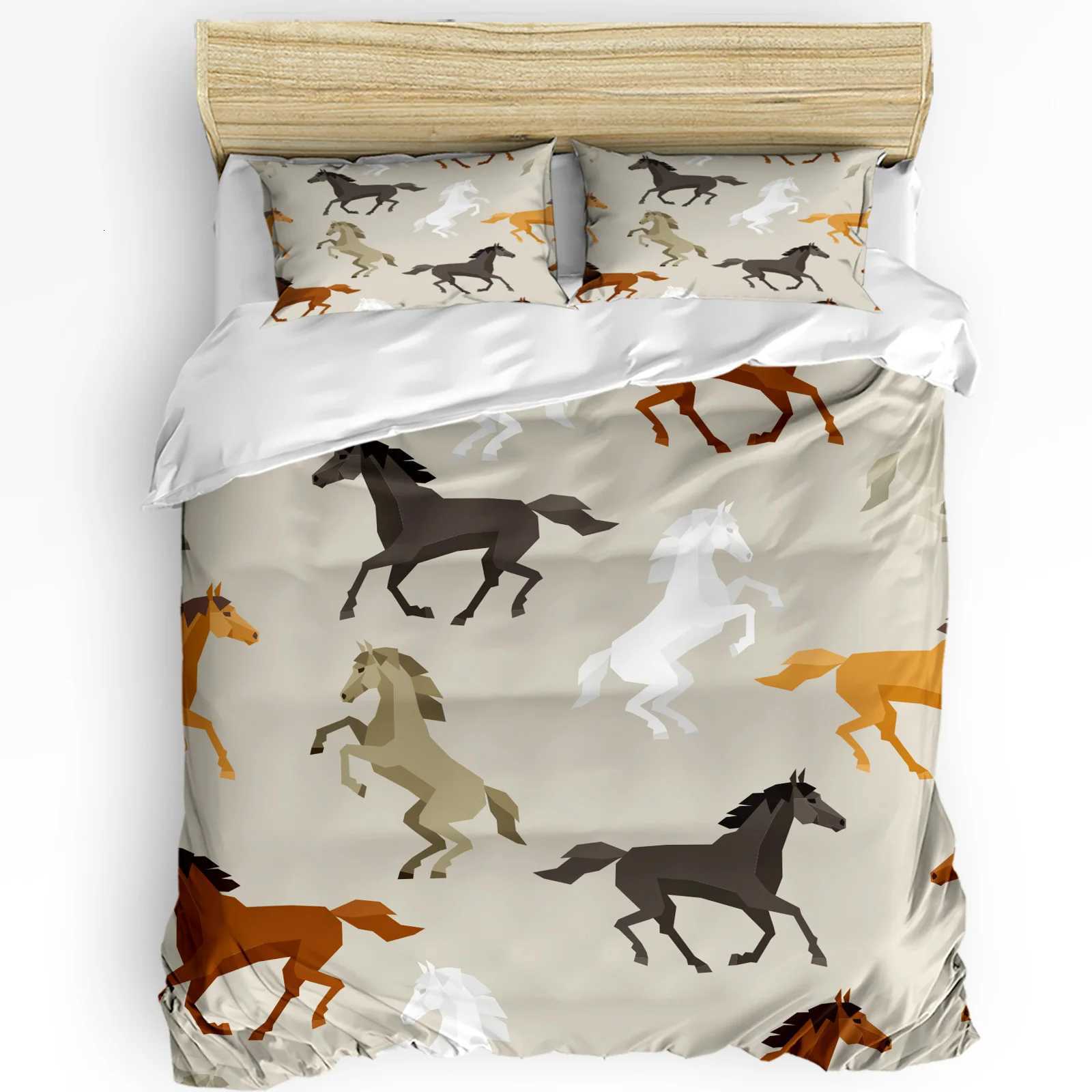 Horses Bedding Set For Bedroom Bed Home Abstract Stallions Simple Design Equestrian Animal Duvet Cover Quilt Cover caseM251118