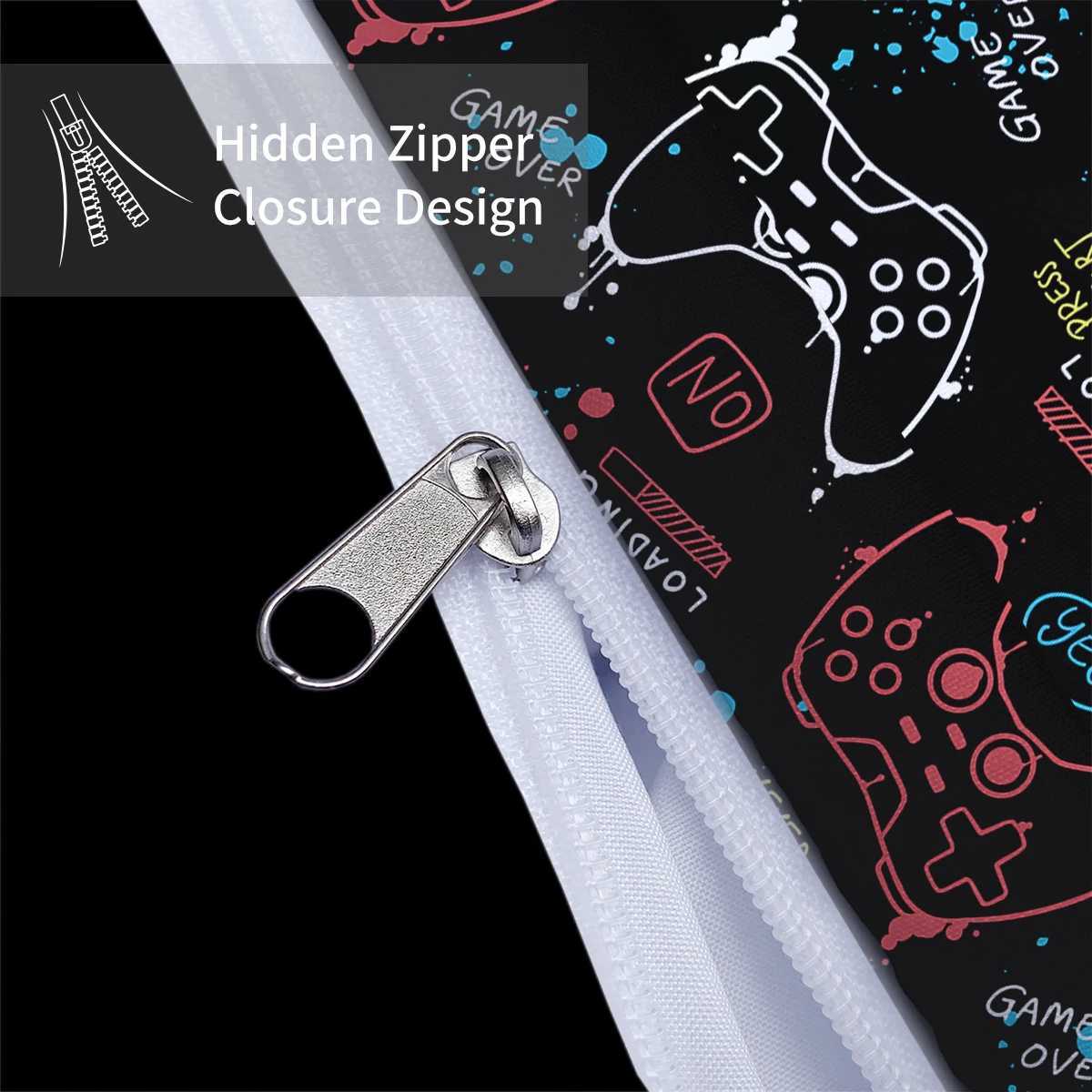 3-piece down duvet cover set with game controller pattern digital printing 1 duvet cover2 cases no core bedding setM251118