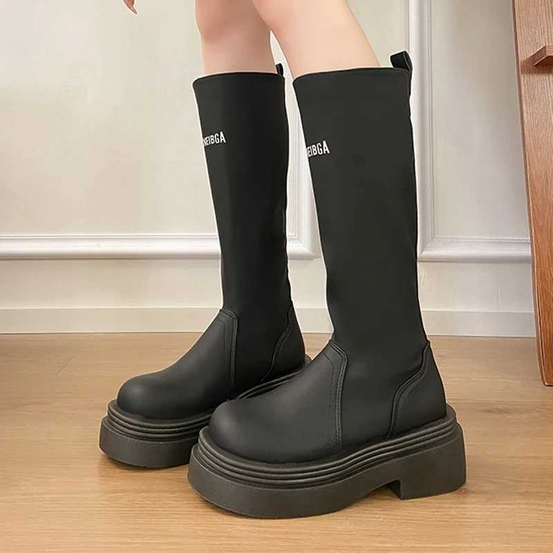 Fashion Long Boots for Wen Flats Platform Fion Dress Shoes Designer Knee High Winter Boots 2025 New Goth Botas Para Mujer Y251118