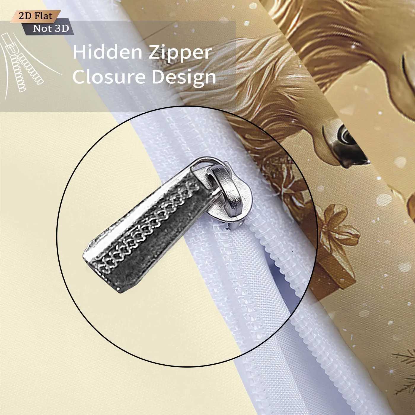 3pcs Christmas gold deer print coreless duvet set multi size bedroom bedding holiday decoration soft machine washableM251118