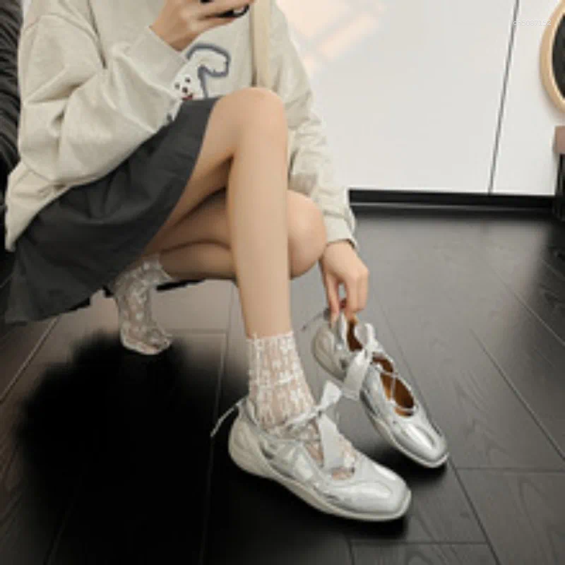 Lanjia Casual Shoes Ballet Flat Sneakers Woman S Thick Bottom Bowknot Hollow Out Women Fashion Designer Mary Jane Comfort Female Zapatos Ef C