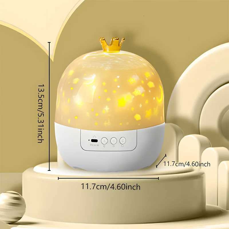 Crown Fantasy Star Sky Projection Night Light 15in1 Bedroom Ceiling Rotating Atmosphere Lamp Home Decoration Kids Birthday Gift M251118