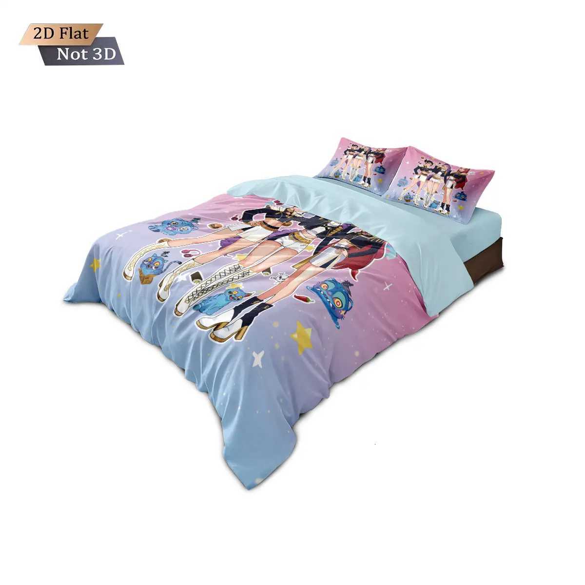 3pcs K-Pop Demon Hunters Print coreless Bedding Set Multi Sized Bedding Dormitory duvet Cover Soft Decoration Machine WashableM251118