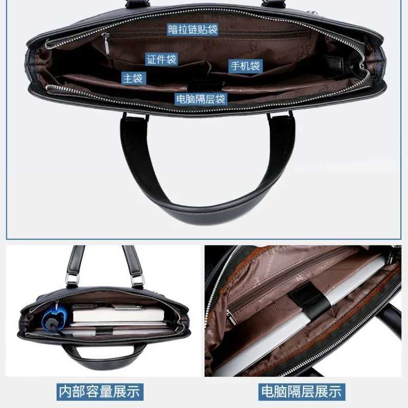 Business mens handbag office mens executive briefcase large handbag men 2024 shoulder messenger designer laptop bag Z250418