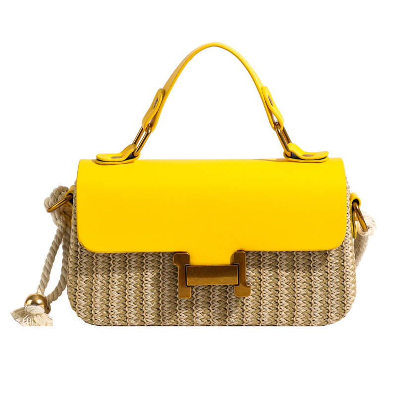 Versatile Small Square Straw Shoulder Bag - Modern Retro Designer Portable Messenger