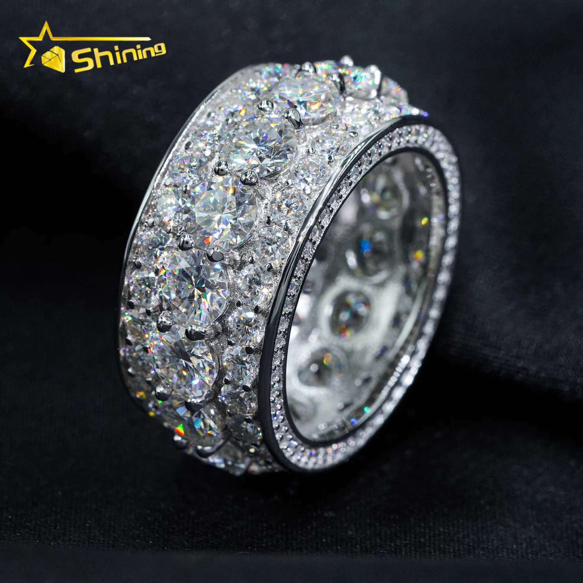 Hot Sale Fine Men Engagement Rings Sier Moissanite Dia Ring Iced Out Jewelry