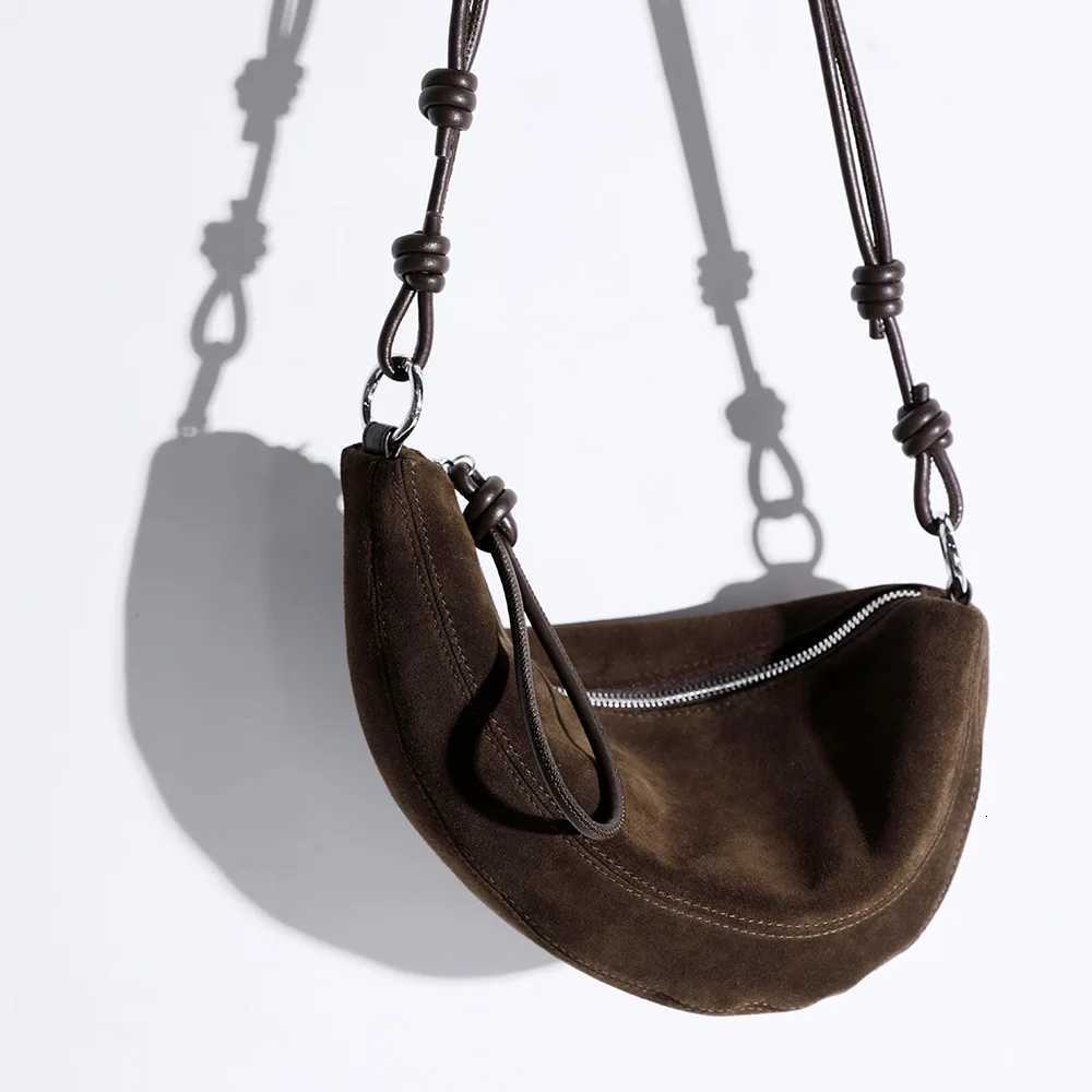 Sheepskin dumpling bag 2025 new niche design large capacity genuine leather suede universal vintage one-shoulder crossbody bagW251118