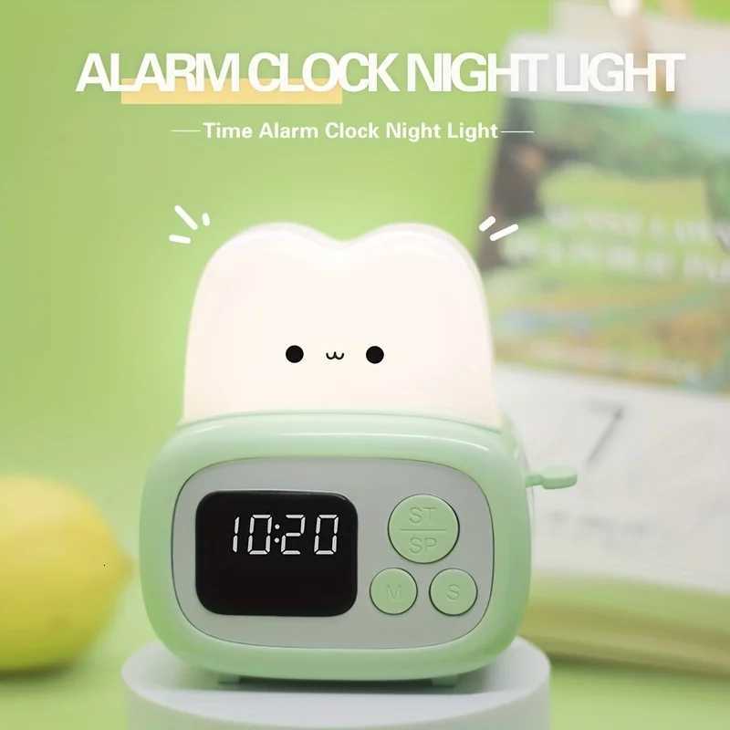 1pc Time toaster night light High appearance level Bedside light cute sleeping light cartoon mini alarm clock M251118