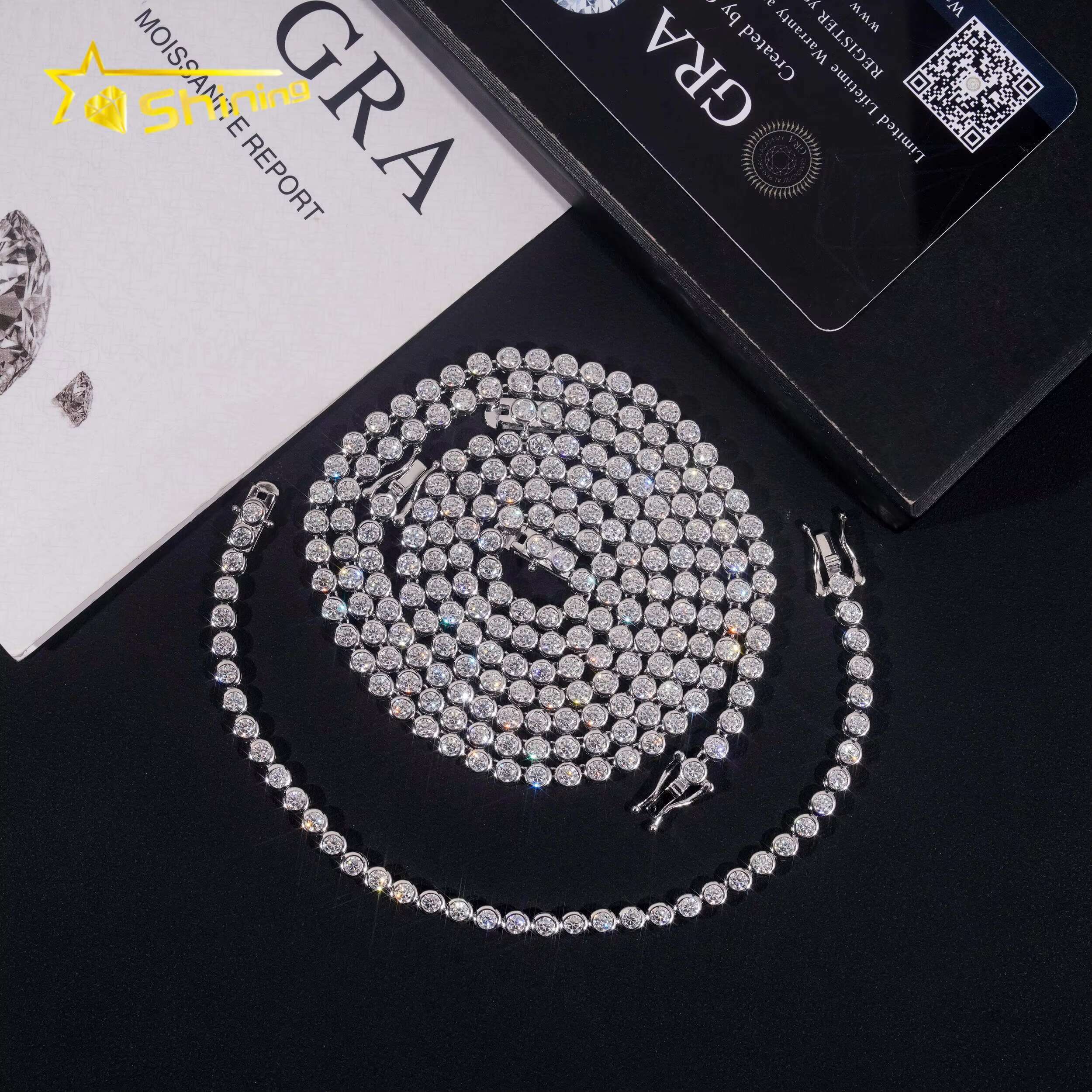 Classic Women Bracelets Gold Plated Sier Jewelry 3MM Moissanite Bezel Setting Tennis Chain