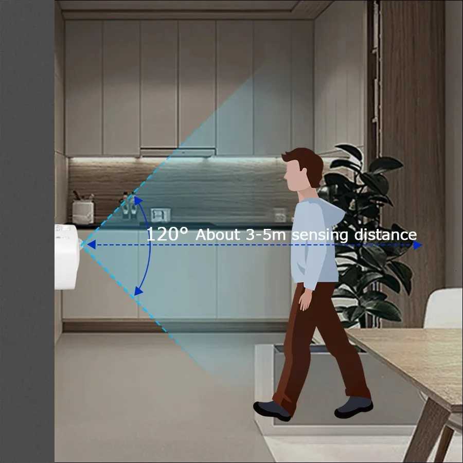 LED Night Light Motion Sensor Light 220V EU Plug In Smart Motion Sensor Light Warm and White Light Dual Color Night Lamp M251118